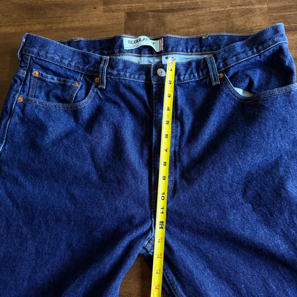 Levis 505 Regular Fit Jeans Dark Wash Indigo Denim Mens 42x30 Straight Leg